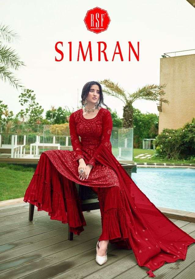RSF Simran Faux Georgette With Sequence Embroidery Work Salw...