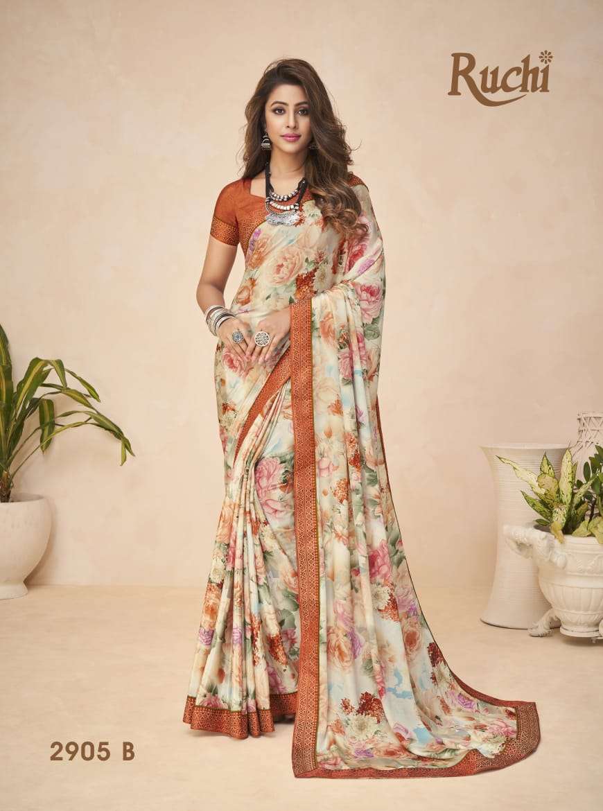 RUCHI GOLDEN TOUCH SATTIN CREPE WITH DIGITAL PRINT SAREE COL...