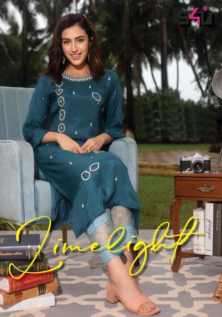 S4U Limelight Muslin Hand work Kurti With Pant Collection