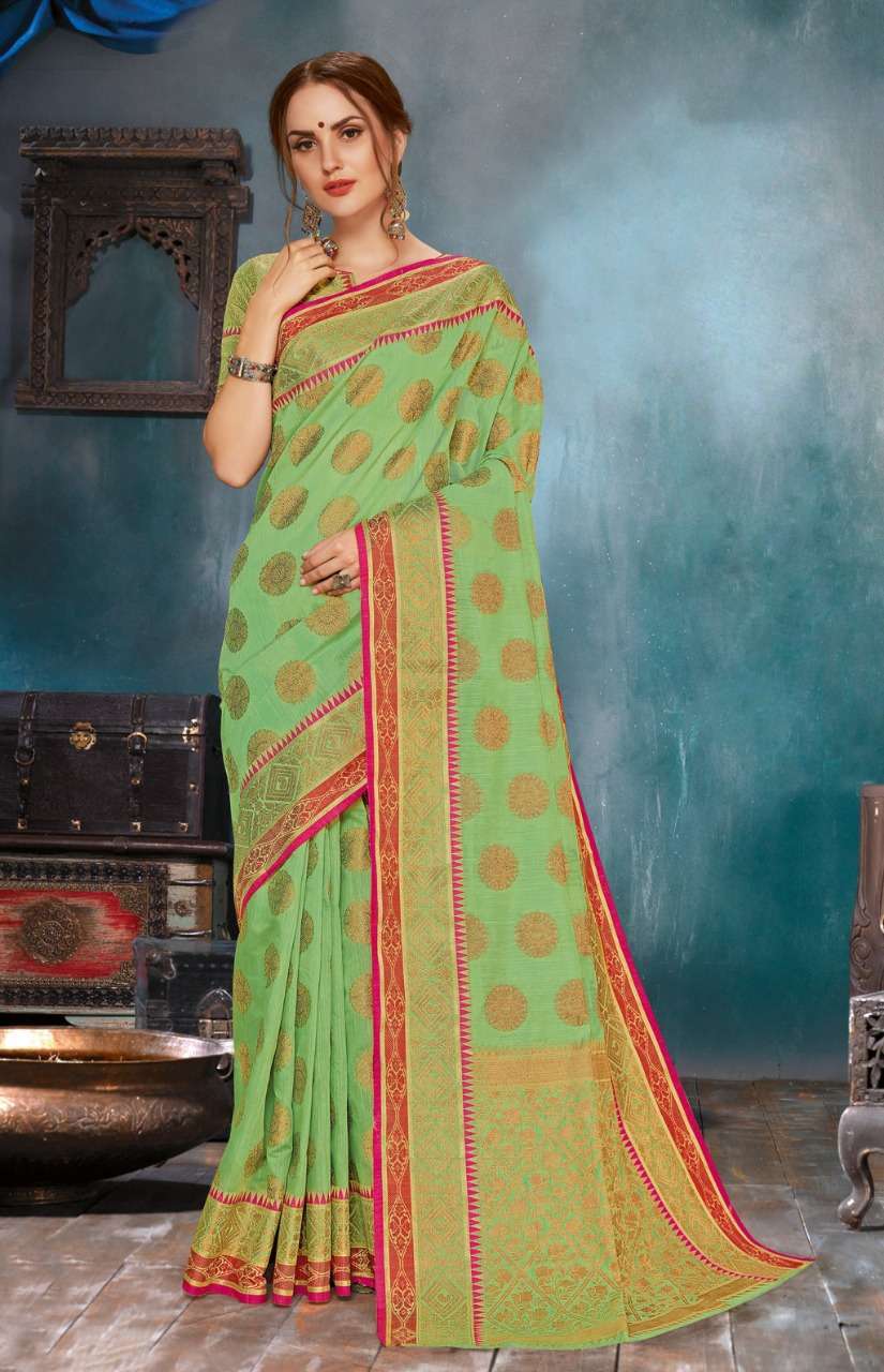 Sangam Prints Malbari Handloom Soft Linen Silk Sarees Collec...