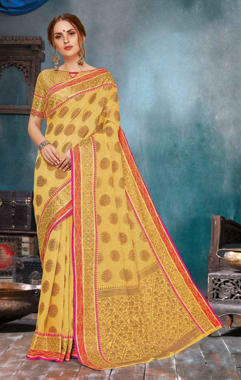 Sangam Prints Malbari Handloom Soft Linen Silk Sarees Collec...