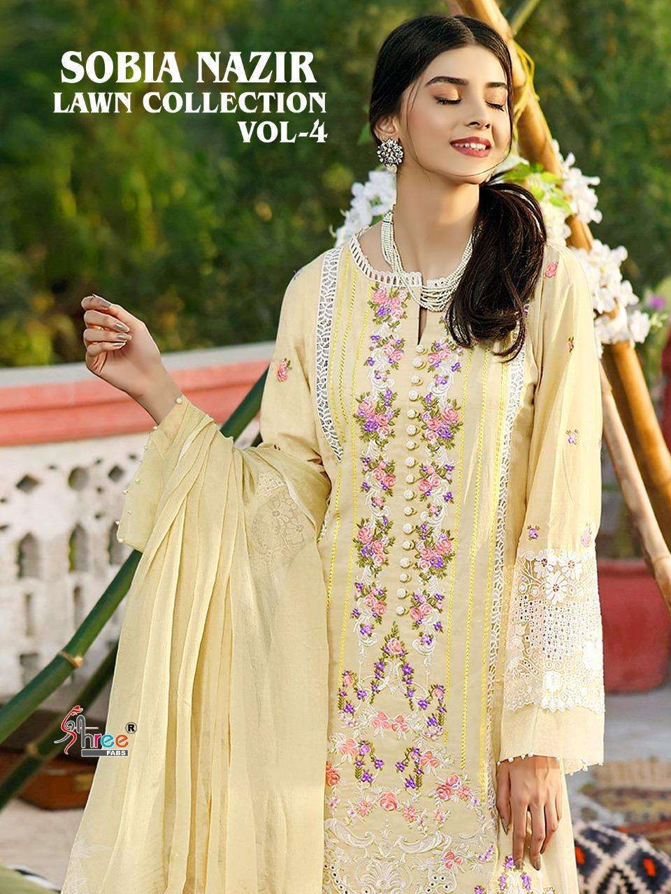 Shree Fabs Sobia Nazir Lawn Vol 4 Lawn Cotton With Heavy Emb...
