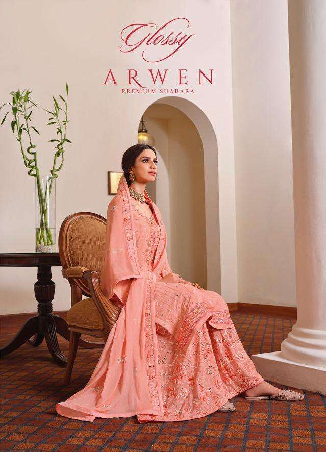 Simar Arwen Pure Chinon With Embroidery Work Dress Material ...