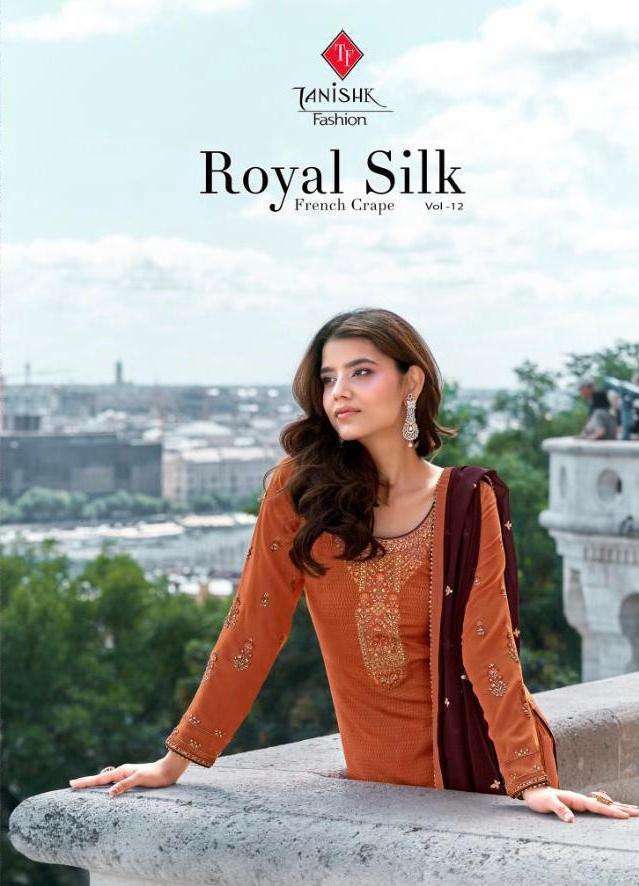 Tanishk fashion Royal Silk Vol 12 French Crepe Print with Em...