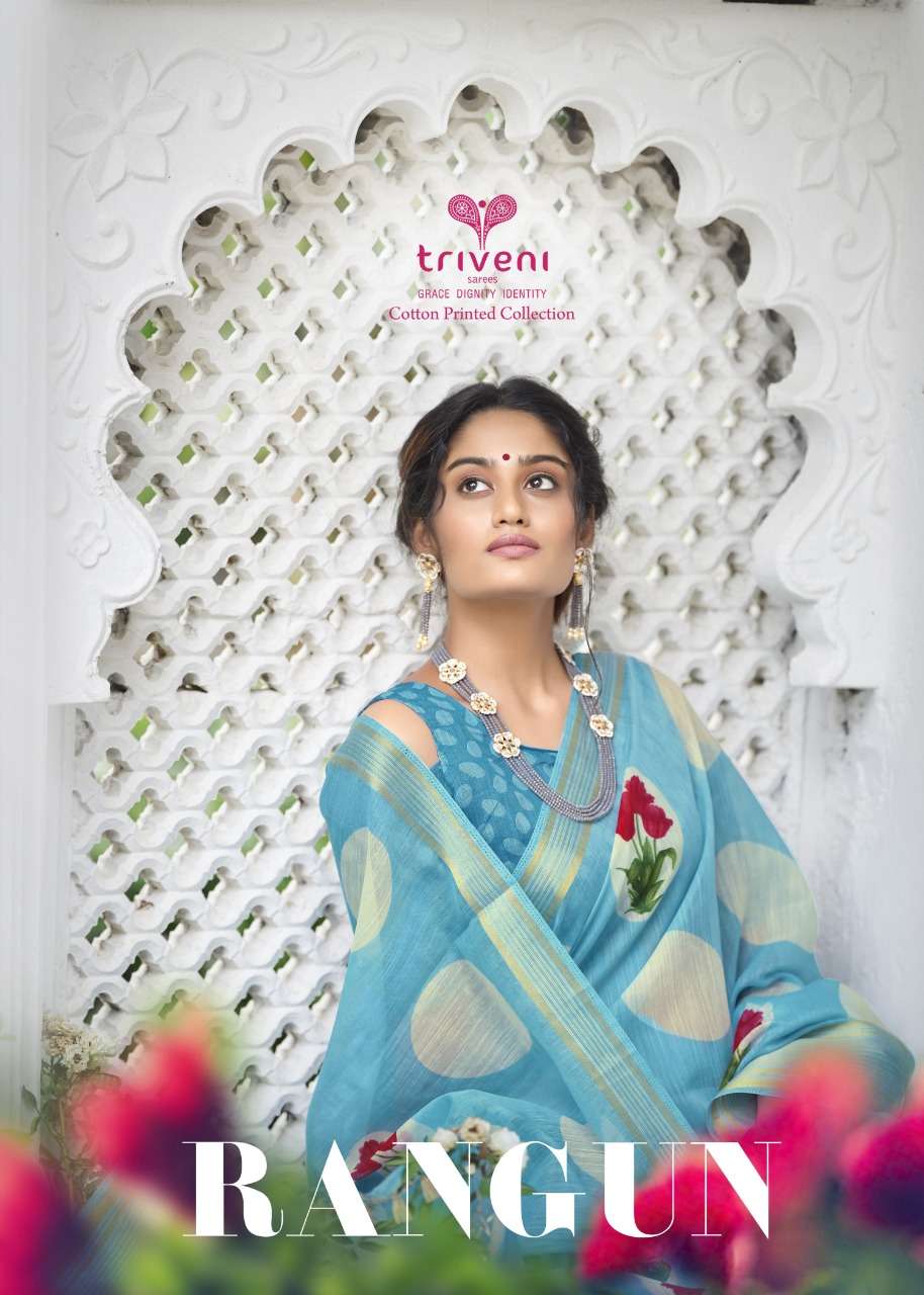 Triveni Rangun Cotton Linen Print sarees collection 