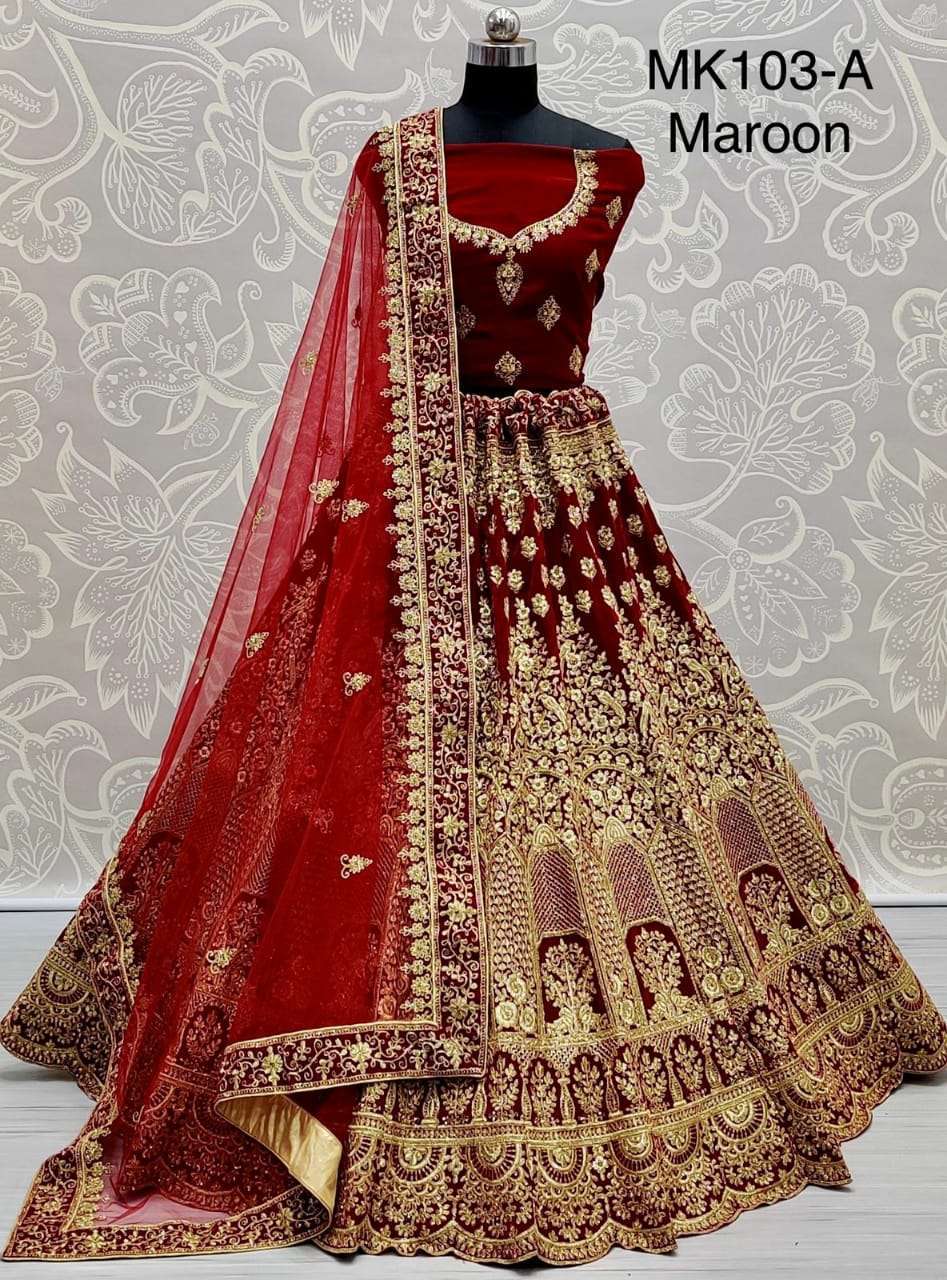 Velvet Bridal Lehenga Choli Collection 01