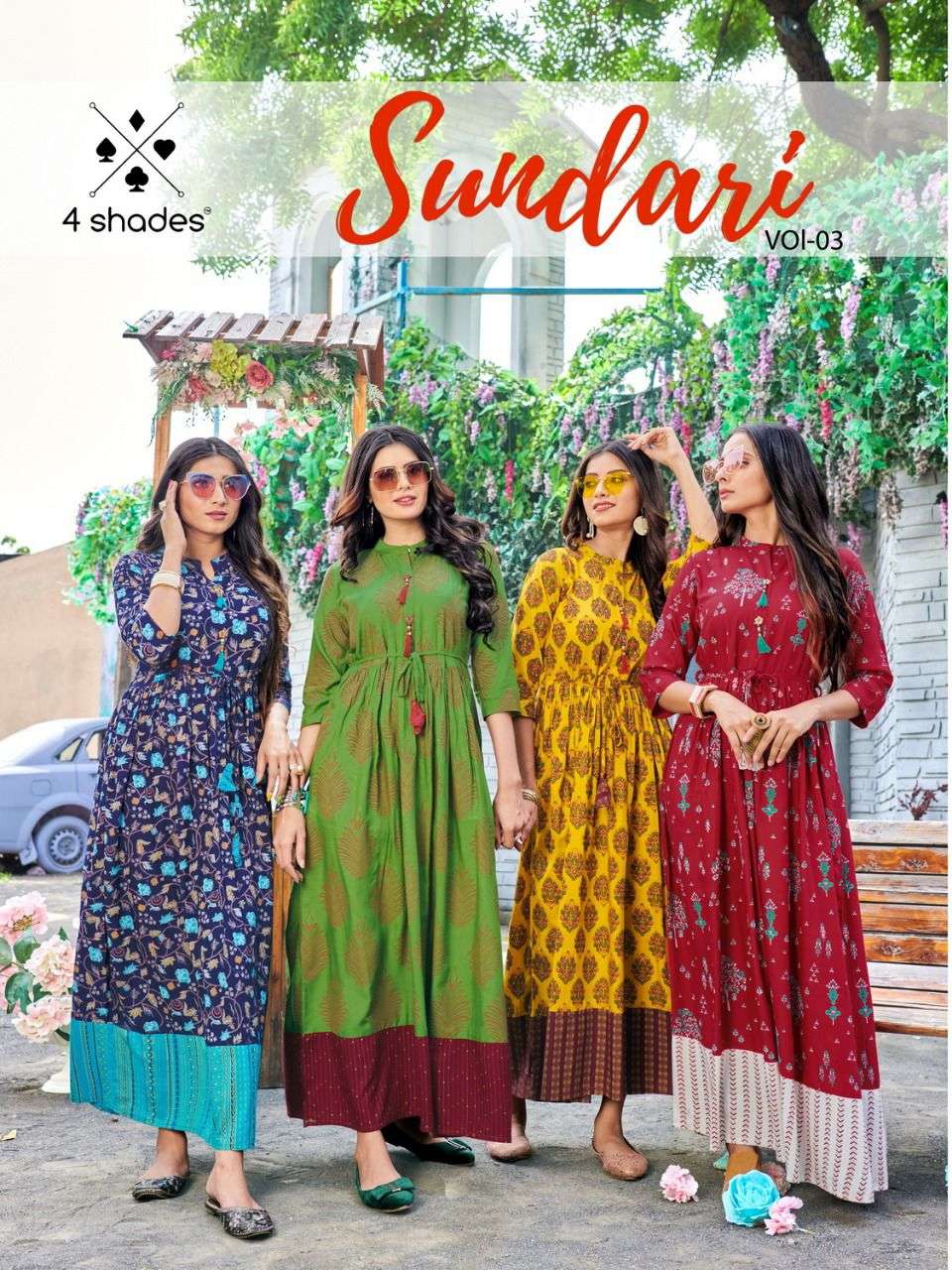 4 Shades Sundari Vol 3 Rayon Fancy printed Long Gown Style K...