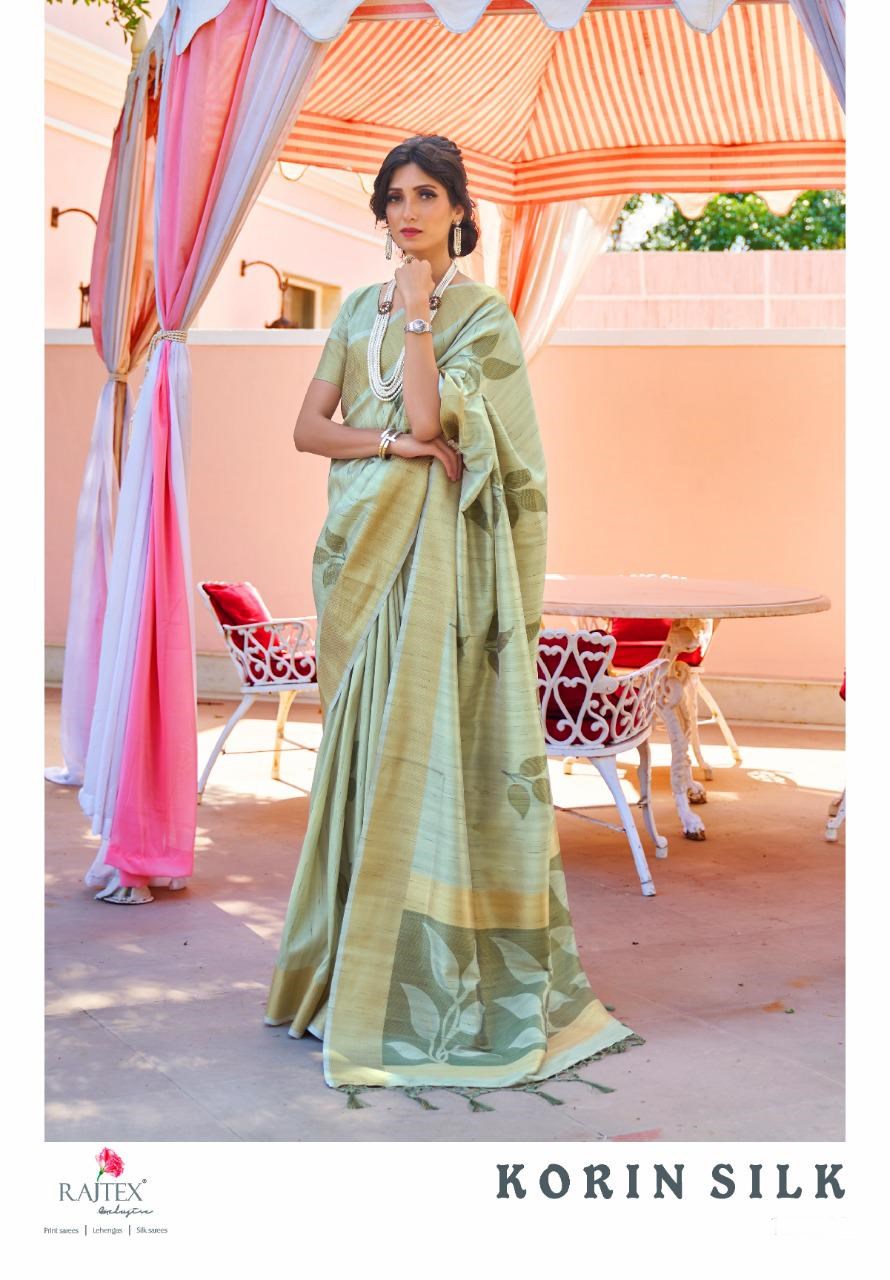 Rajtex Sarees Korin Silk Designer Soft Handloom Weaving Silk...