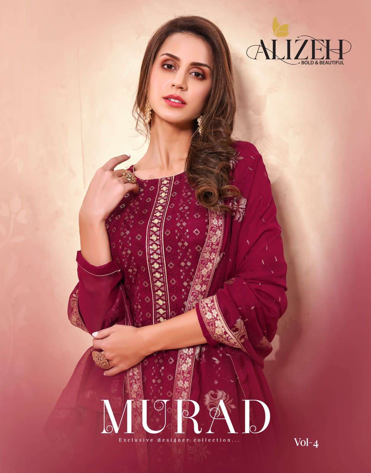 Alizeh Murad Vol 4 Georgette with Embroidery Work Dress Mate...