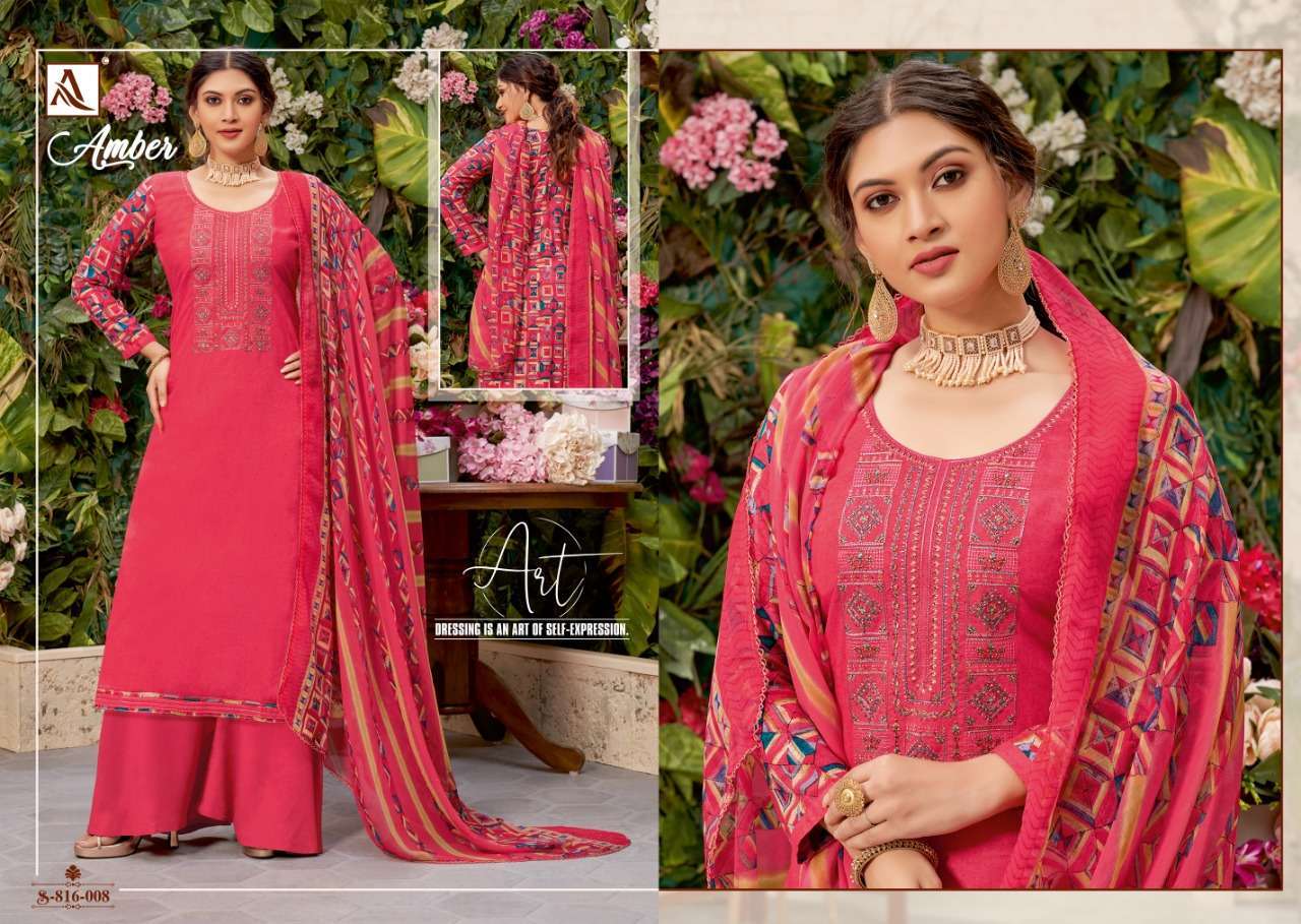 Alok Suits Amber Viscose Rayon Print With Embroidery Work Dr...