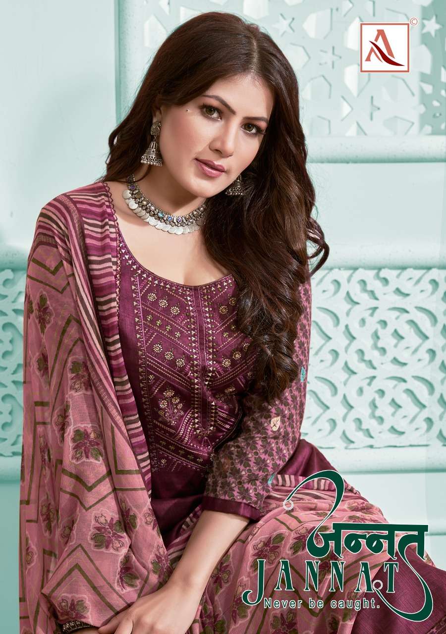 Alok Suits Jannat Jam Cotton Print With Embroidery Work Dres...