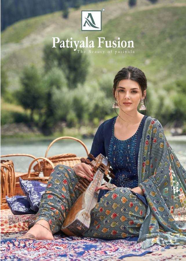 Alok Suits Patiyala Fusion Viscose rayon With Thread Embroid...