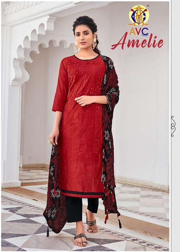 AVC Amelie Modal Chanderi With Embroidery Hand Work Dress Ma...