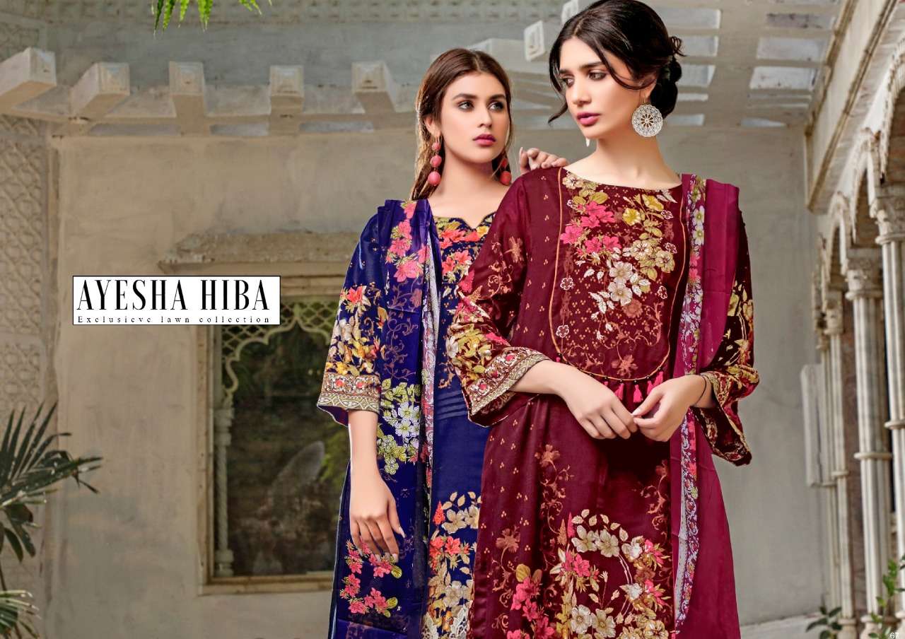 Ayesha Hiba Vol 1 Pure lawn Printed Pakistani Suits Collecti...