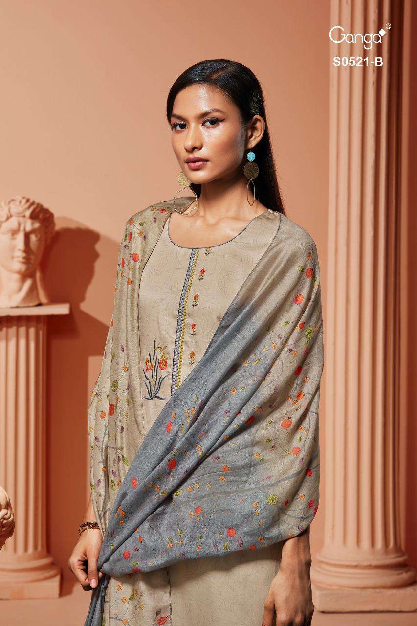 Ganga deeba 521 Series Cotton Satin printed With Embroidery ...