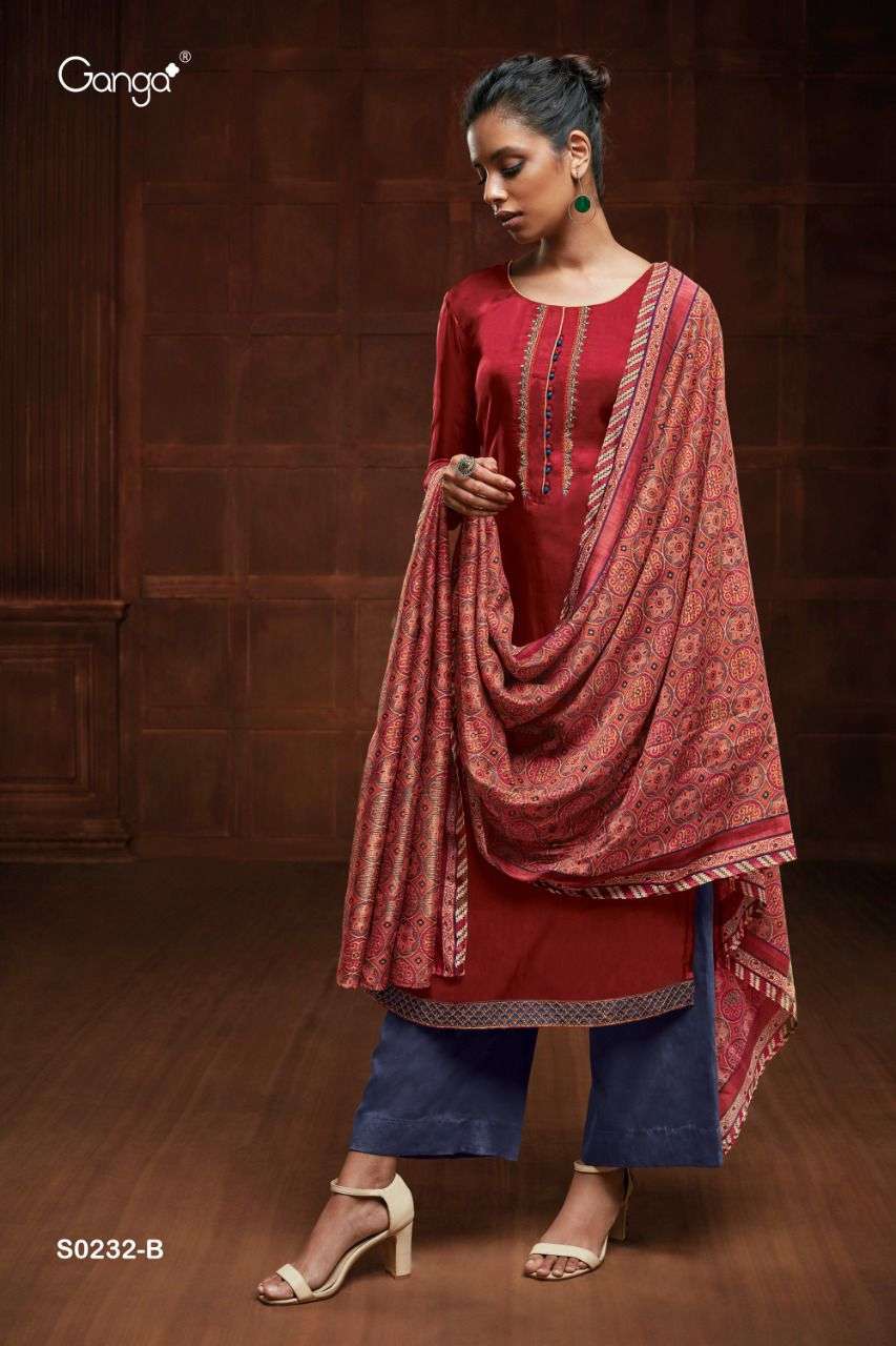 Ganga Eveleen 232 Series Silk With Embroidery Work Salwar ka...