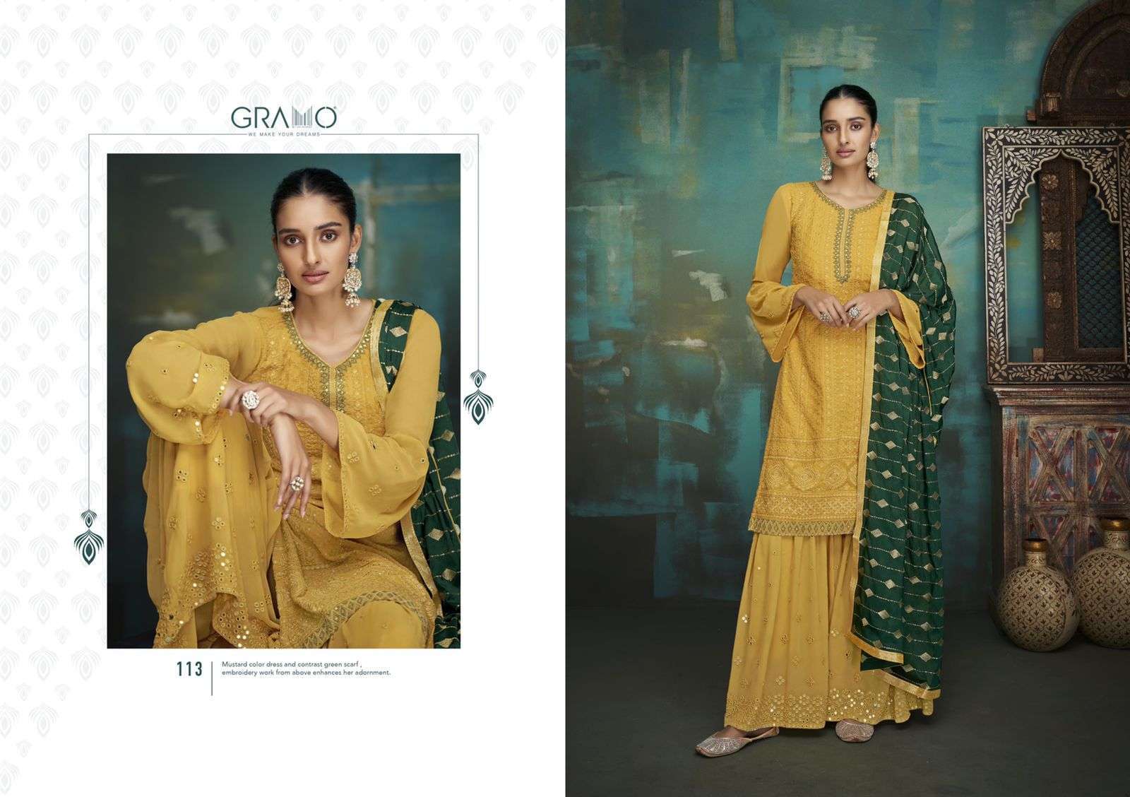Gramo Bride Vol 1 Faux Georgette With Embroidery Work Salwar...