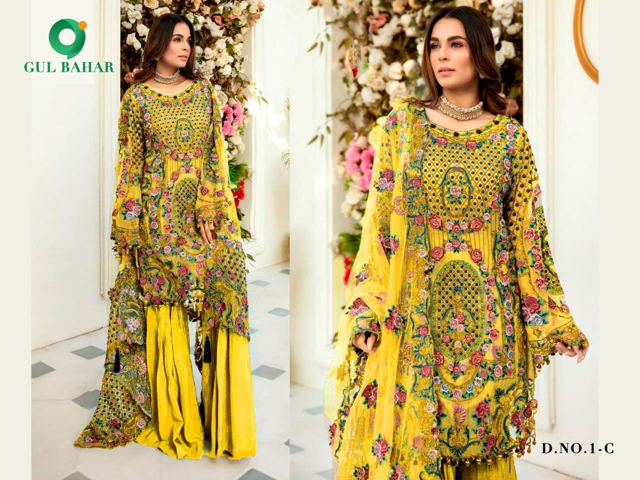 Gul Bahar Colour Hits Vol 1 Heavy Net With Embroidery Work P...