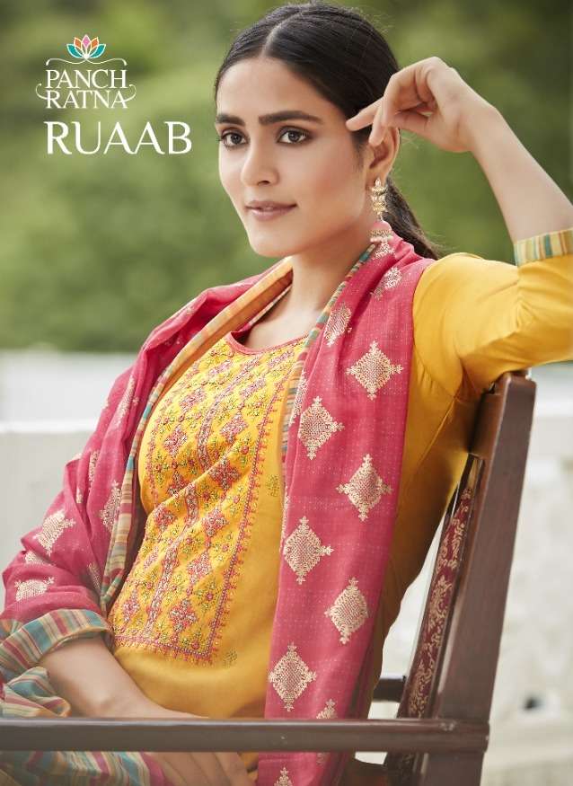 Kessi fabrics Panch Ratna Ruaab Cotton Satin With Work Dress...