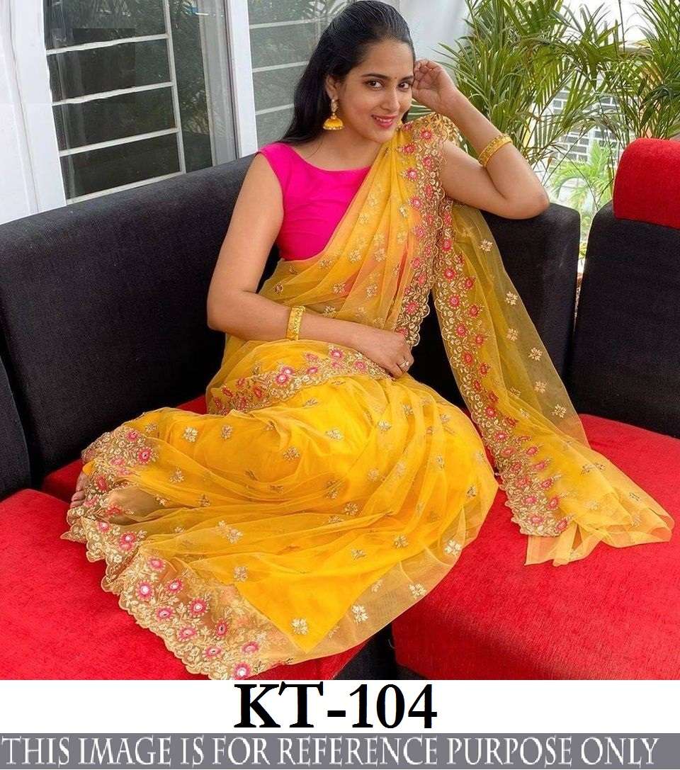 KT 104 SOFT NET WITH THREAD WORK BOLLYWOOD STYLE SAREE COLLE...