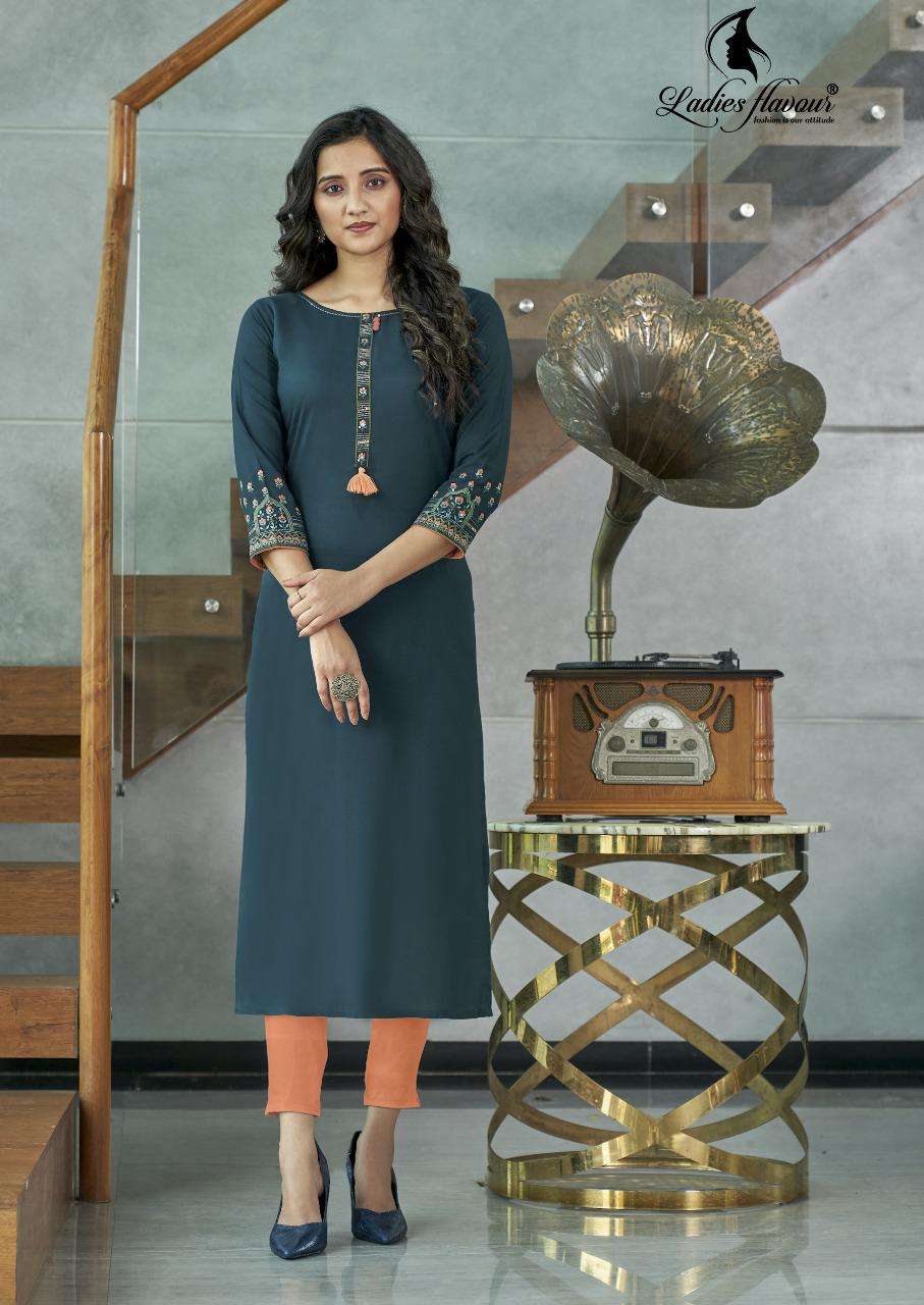 Ladies Flavour Serena Vol 5 Rayon with Embroidery Work Kurti...
