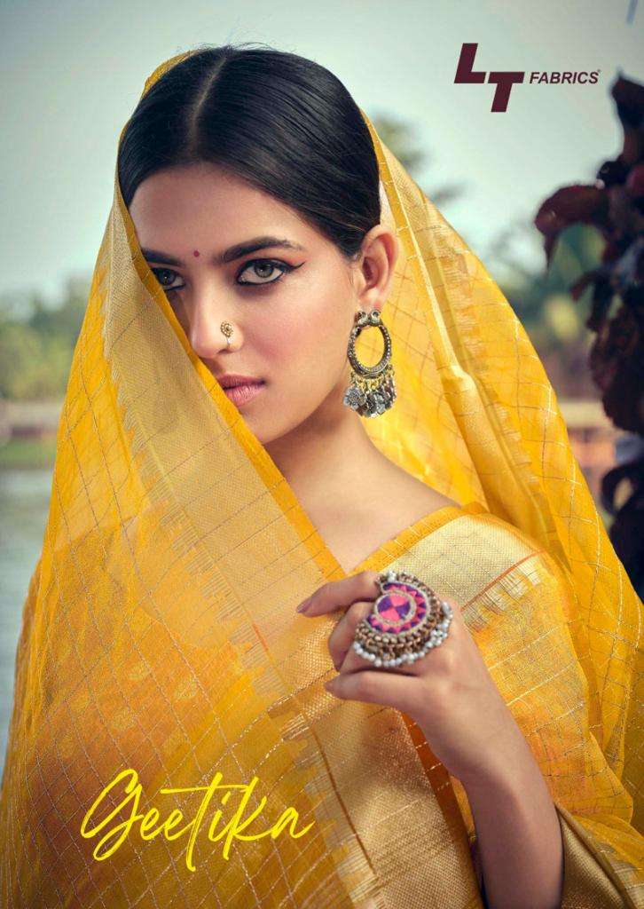 LT Fabrics Geetika Kora Silk With Weaving Sarees collection