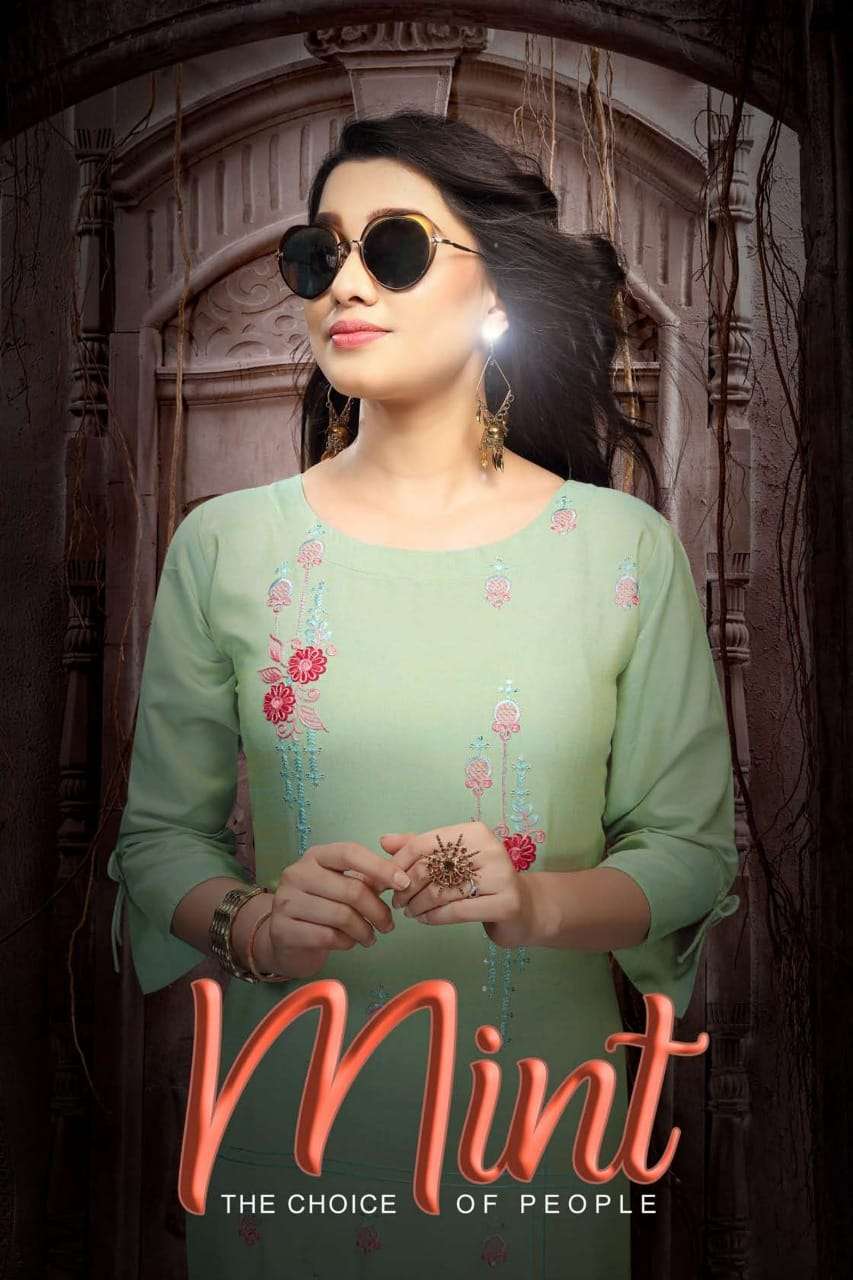 Mint Silk With Sequence Work Kurti With Pant Collection