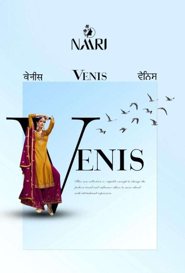 Naari Venis silk With Embroidery work dress Material collect...