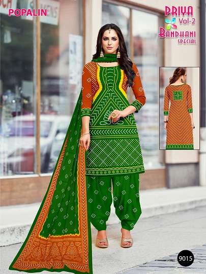 Priya vol 2 bandhani suits dress materialsbon poplin