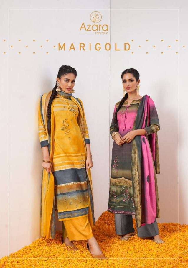 Radhika Fashion Marigold Cambric Cotton With Embroidery Work...