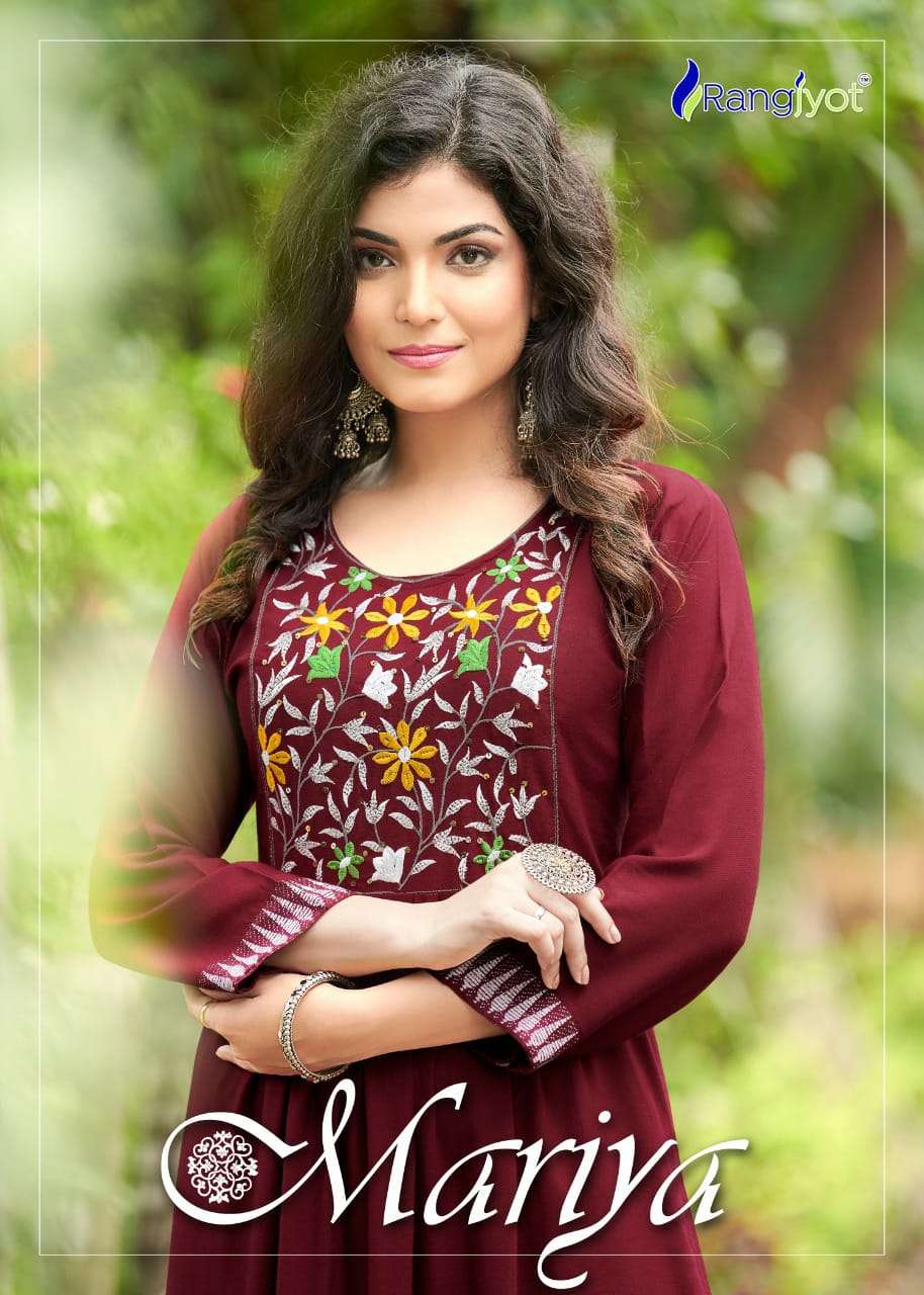 Rangjyot Maria Vol 1 Rayon With embroidery Work Kurti With B...