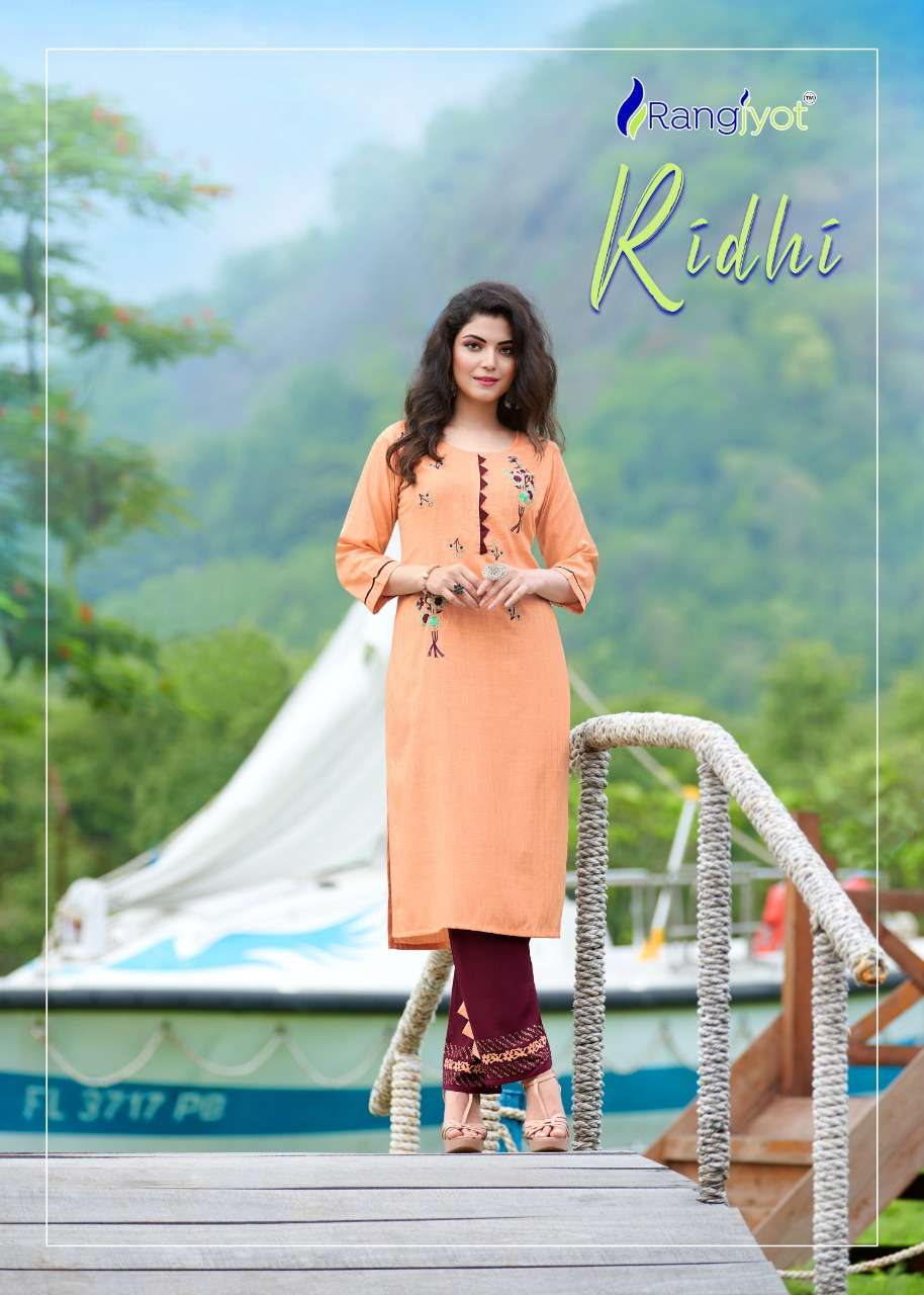 Rangjyot Riddhi Vol 1 Rayon With Embroidery Work Kurti With ...