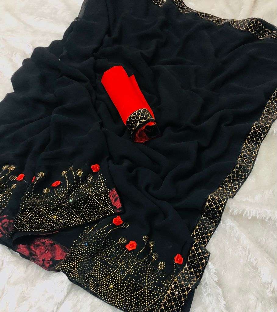RED AND BLACK ADDITIONA GEORGETTE SAREE COLLECTION