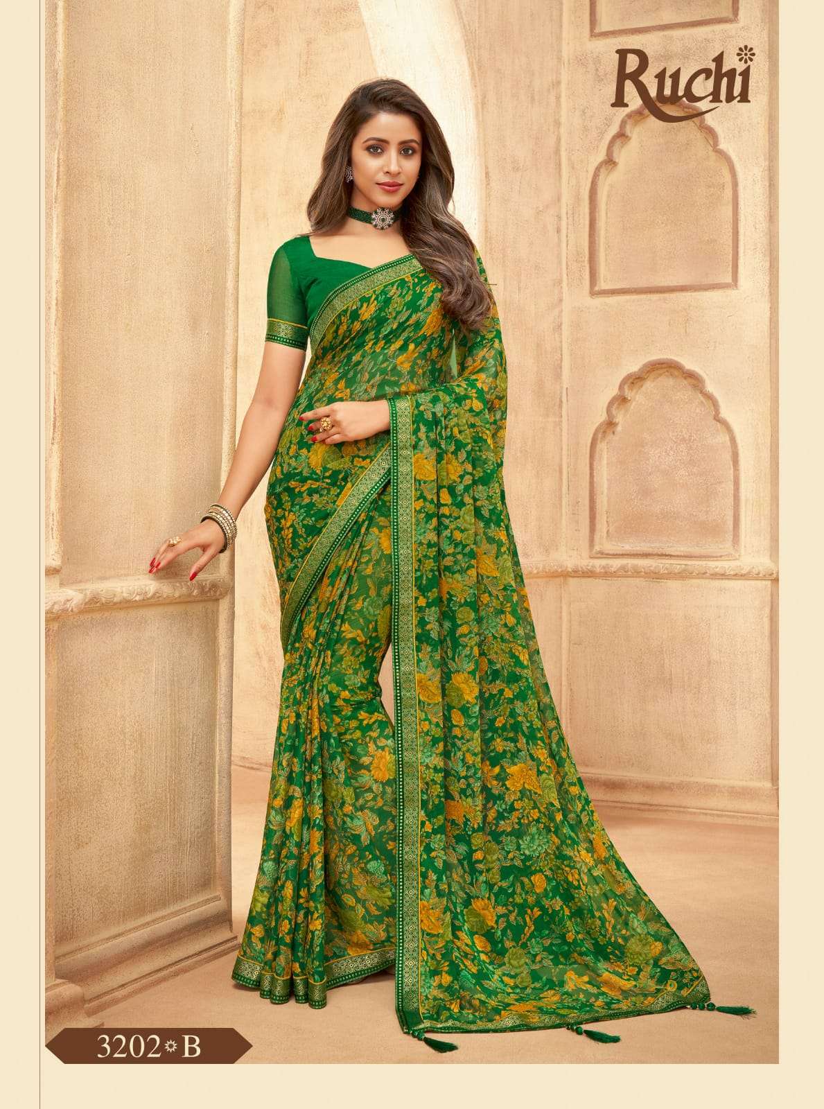RUCHI VAANI CHIFFON WITH ATTACHED BORDER SAREE COLLECTION 01...