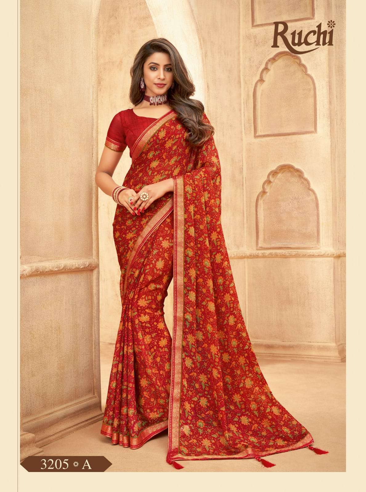 RUCHI VAANI CHIFFON WITH ATTACHED BORDER SAREE COLLECTION 01...