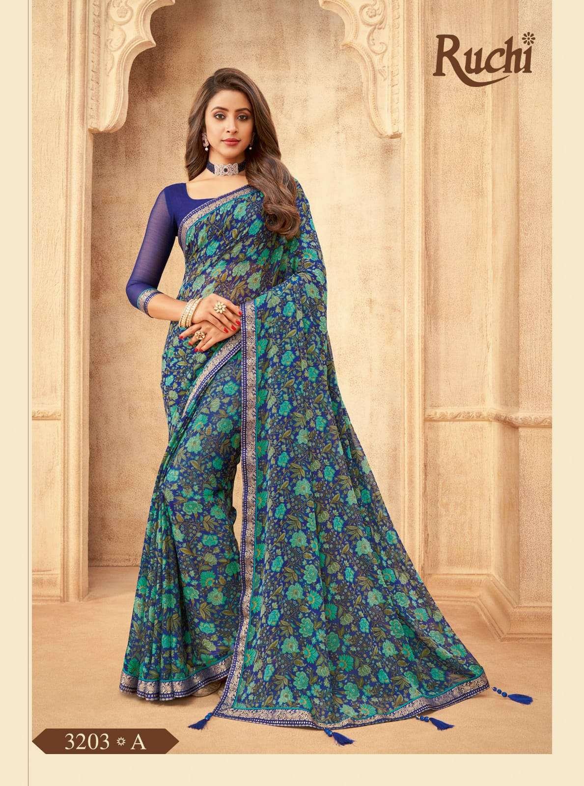 RUCHI VAANI CHIFFON WITH ATTACHED BORDER SAREE COLLECTION 02