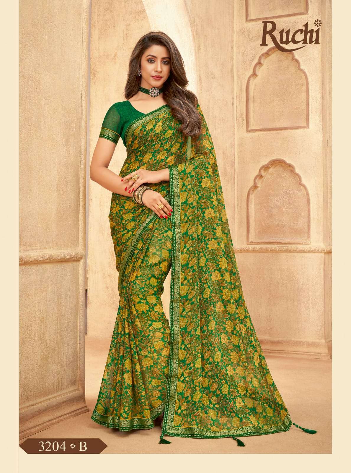 RUCHI VAANI CHIFFON WITH ATTACHED BORDER SAREE COLLECTION 03