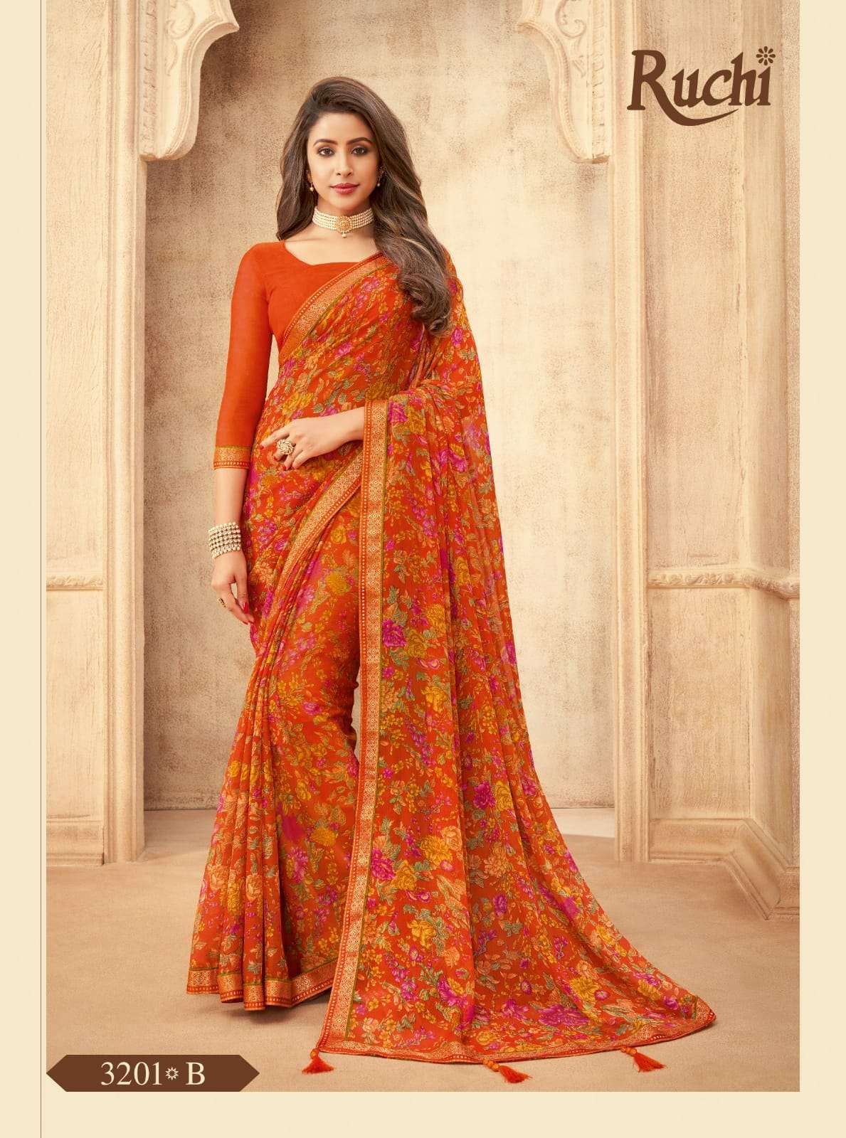 RUCHI VAANI CHIFFON WITH ATTACHED BORDER SAREE COLLECTION 08