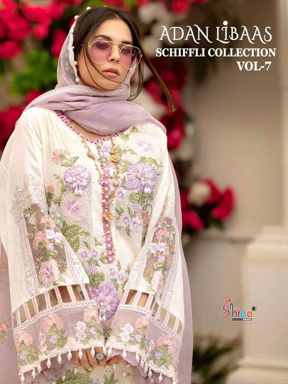 Shree Fabs Adan Libaas Schiffli Collection Vol 7 Lawn Cotton...