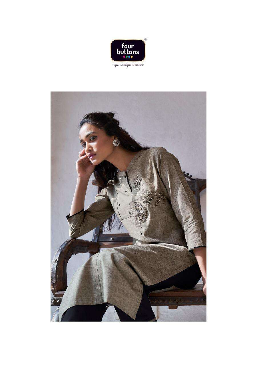 SILVER VOL 7 BY FOUR BUTTONS COTTON WORK KURTI WITH PANT COL...