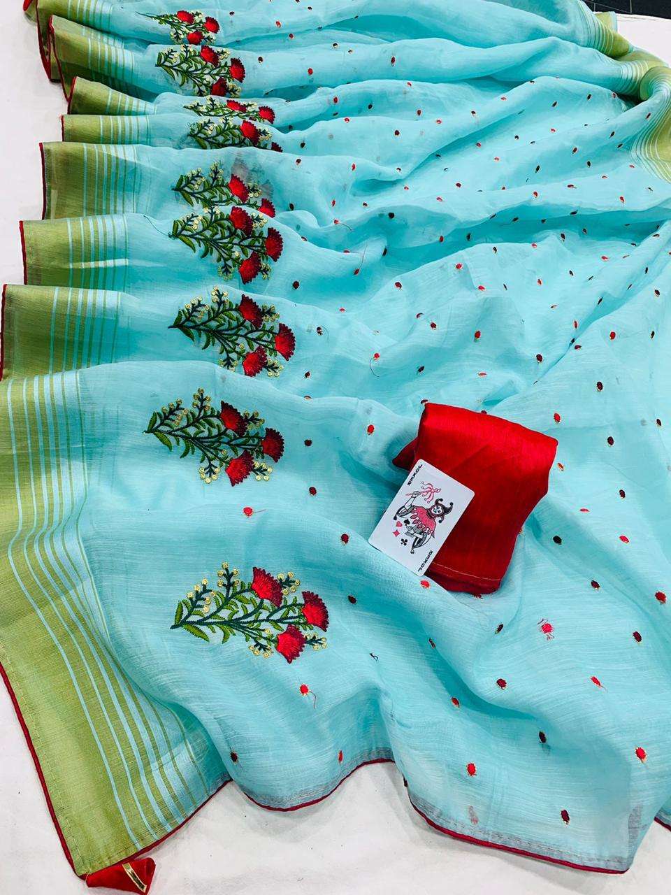 SOFT COTTON WITH STYLESH BORDER PARTY WEAR SAREE COLLECTION