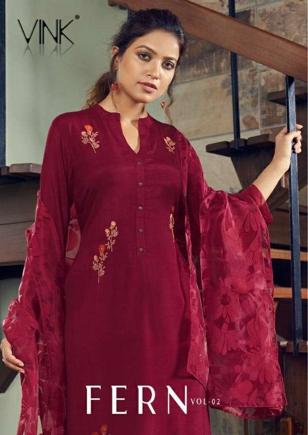 Vink Fern Vol 2 Pure viscose With Embroidery Work Kurti With...