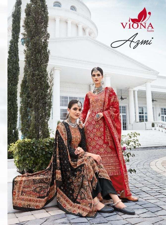 Viona Suits Azmi Heavy Wool Pashmina Digital print Dress Mat...