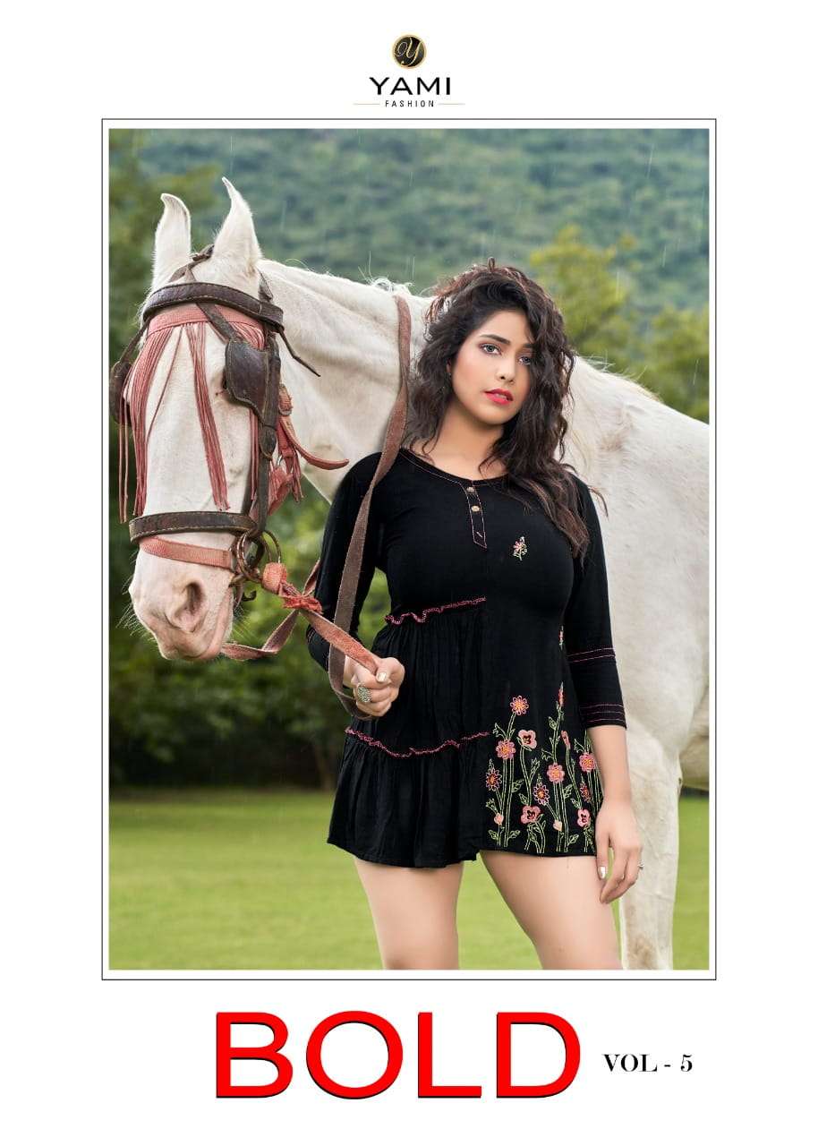 Yami fashion Bold Vol 5 Rayon With Embroidery work Short Top...