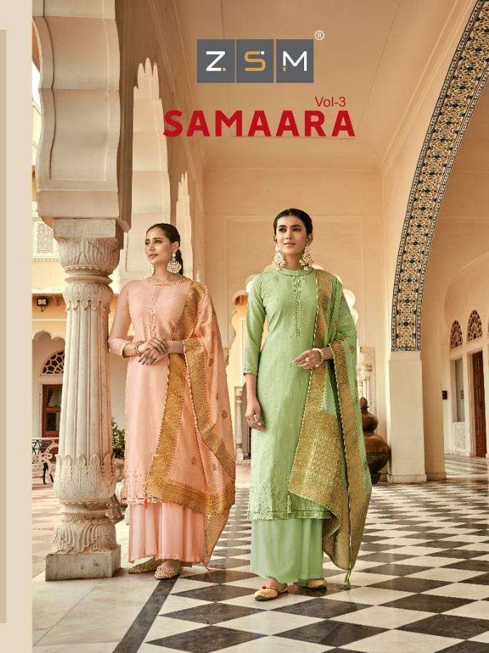 Z.S.M. Samaara Vol 3 Cotton Silk With Embroidery Work Salwar...