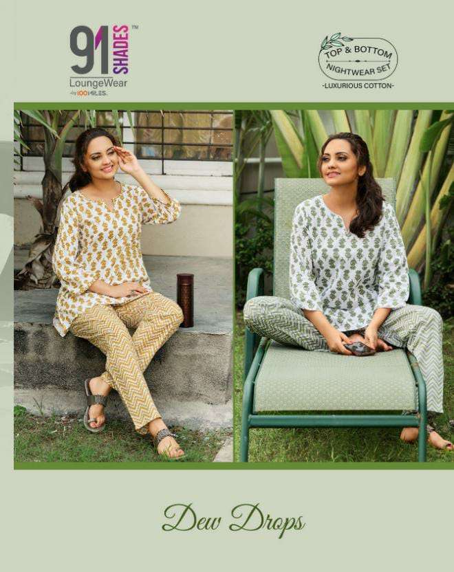 91 shades Dewdrops Cotton printed Night Suits collection