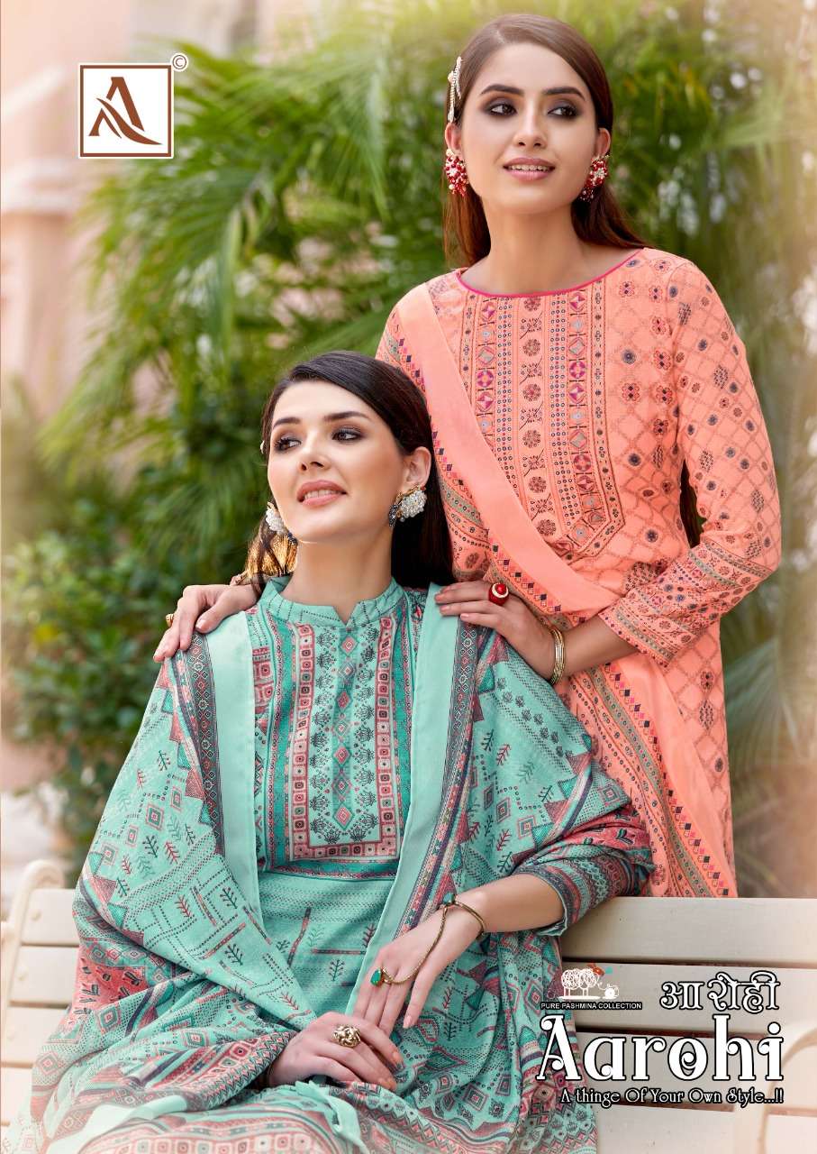 Alok Suits Aarohi Wool Pashmina Digital Print With Work Dres...
