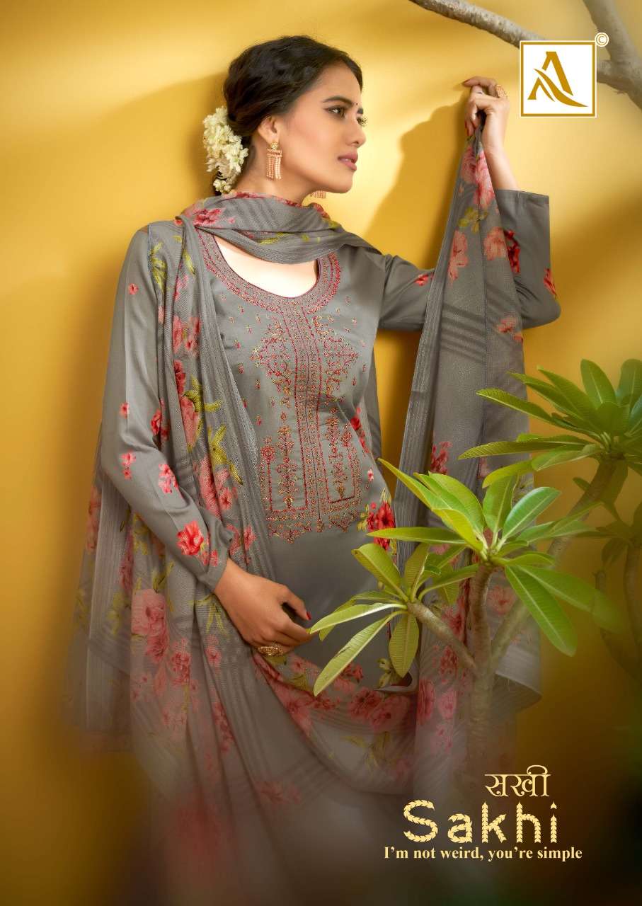 Alok Suits Sakhi Jam Digital print With Thread Embroidery wo...