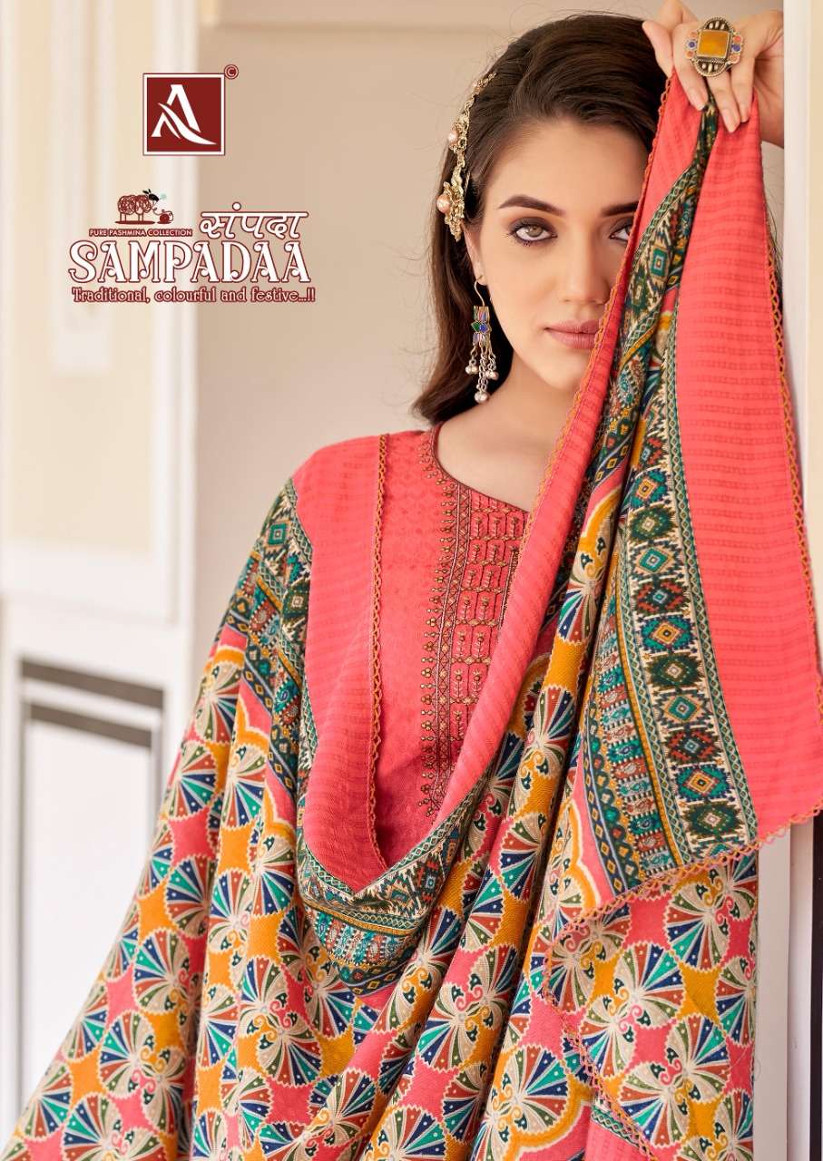 Alok Suits Sampadaa Wool Pashmina Digital print With Work Dr...