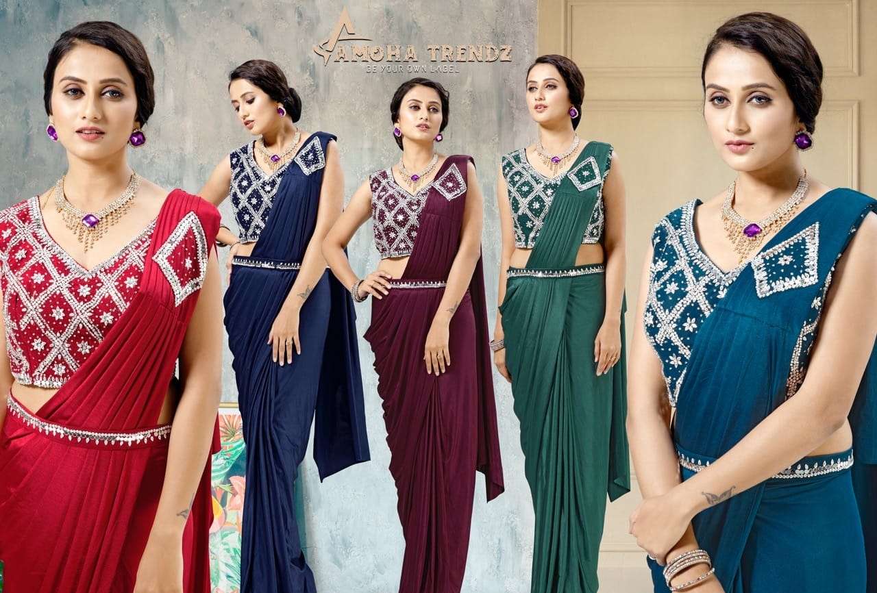 Amoha trend Ready to wear designer saree collection DESIGN N...